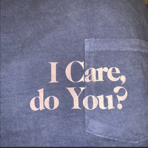 🔥URBAN OUTFITTERS🔥I CARE DO YOU? Pocket T-Shirt Blue Small NWT - Picture 3 of 6